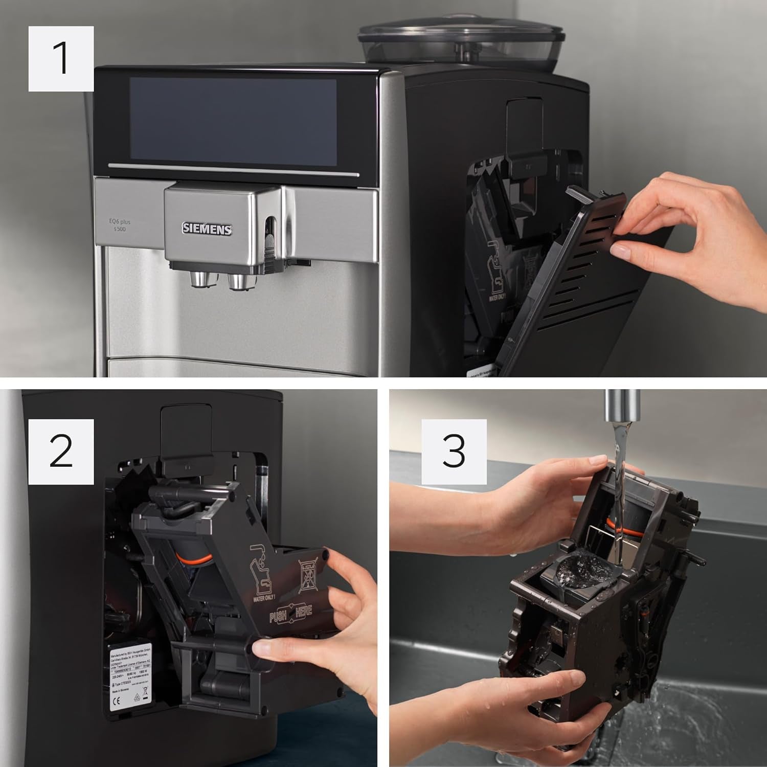 Siemens EQ.6 plus s300 automatische espressomachine TE653501DE, voor vele koffiespecialiteiten, melkopschuimer, keramische molen, dubbele koffiefunctie, antikalk, automatische stoomreiniging, 1500 W, zilver