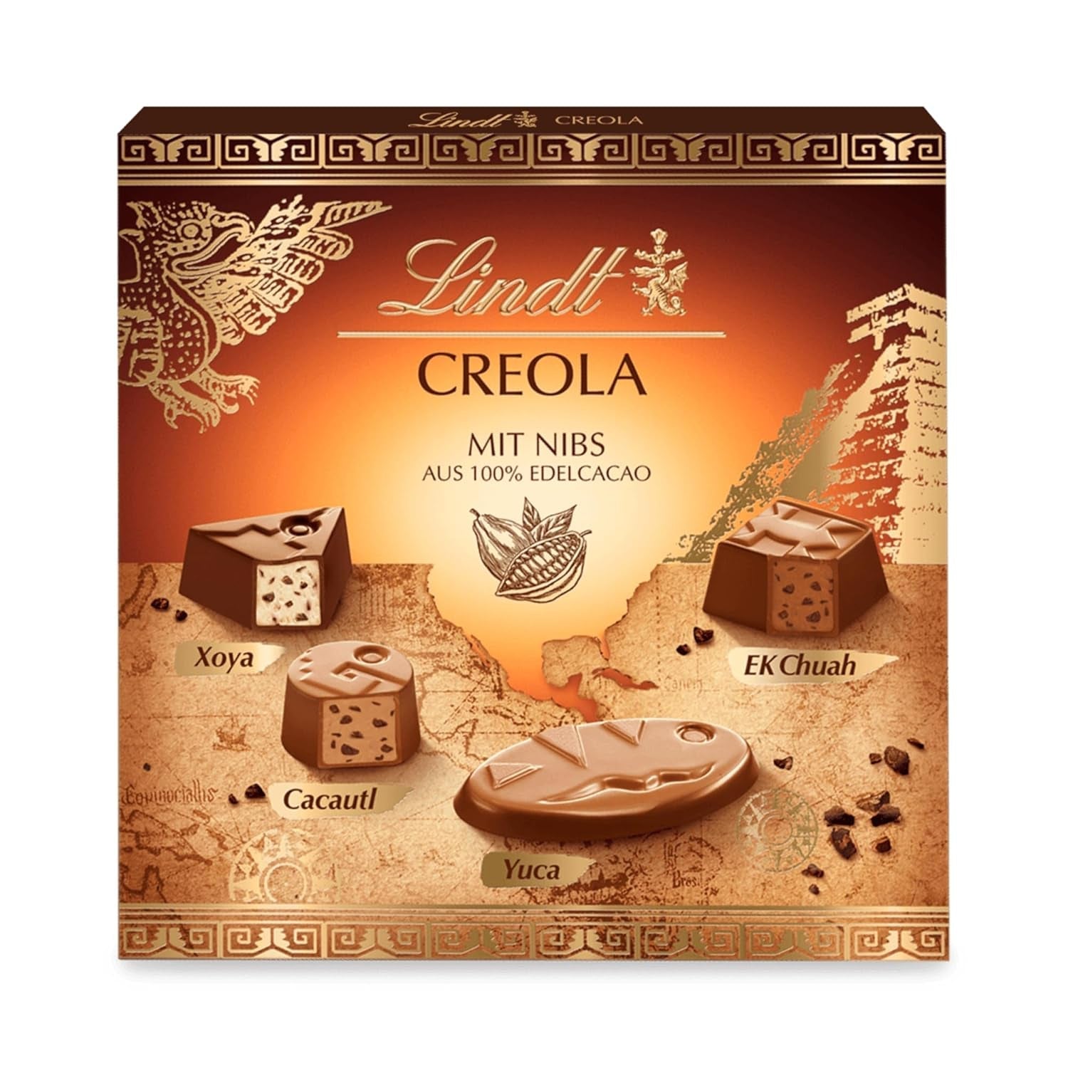 Lindt-chocolade | Creoolse pralinédoos | 165g | 15 pralines in 4 heerlijke varianten, gemaakt van 100% fijne cacao, alcoholvrij | Chocolade cadeauset