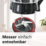 Bosch Standmixer Vitapower Serie 4 MMB6172SN, Verbesserte Versie, 10 Jahre Motorgarantie, Edelstahl-Klingen, 1,5L Glasbehälter, Spülmaschinenfeste Teile, 30.000 U/Min, 1200 W, Silver Kitchen Naty Shop