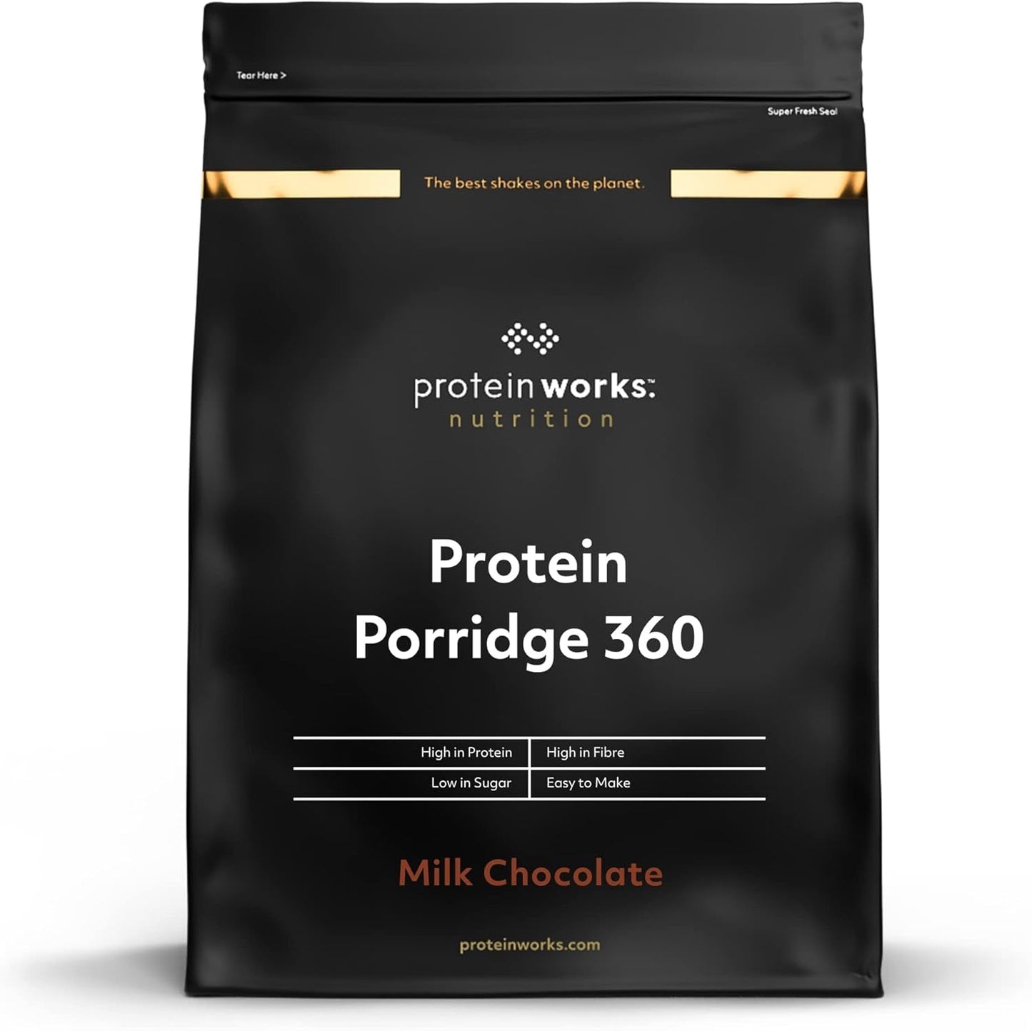 Protein Works - Eiwitpap 360 | Mythe Extra vitaminen en mineralen | Proteinreiches Frühstück | Kalorienarme Haferflocken | 6 Porties | Melkchocolade 500G Cereal Naty Shop Standaardtitel