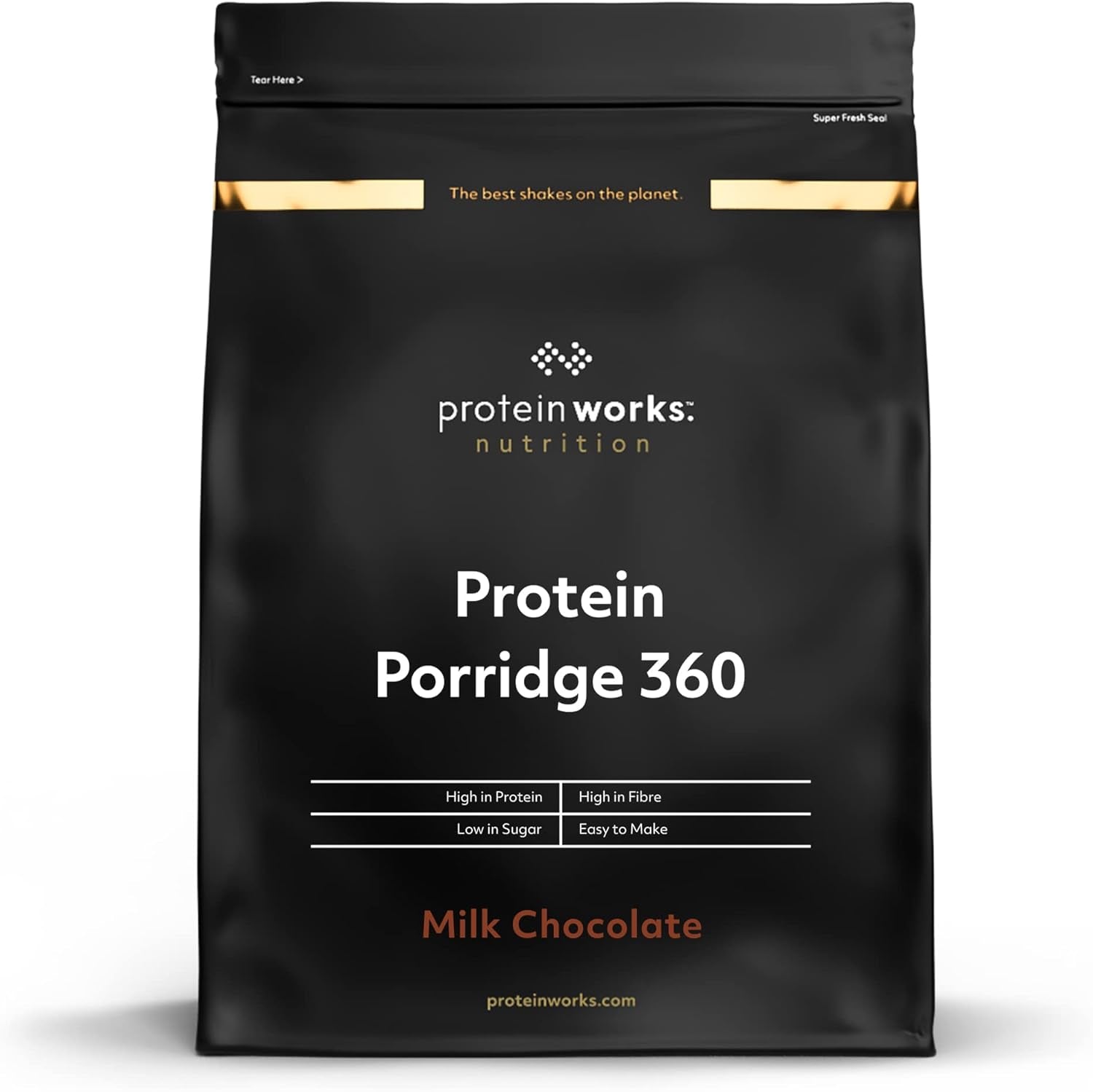 Protein Works - Eiwitpap 360 | Mythe Extra vitaminen en mineralen | Proteinreiches Frühstück | Kalorienarme Haferflocken | 6 Porties | Melkchocolade 500G Cereal Naty Shop Standaardtitel