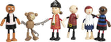Small Foot flexibele houten piratenpoppen, 5 piraten en 1 aap, gedetailleerd en flexibel, vanaf 3 jaar, 12412