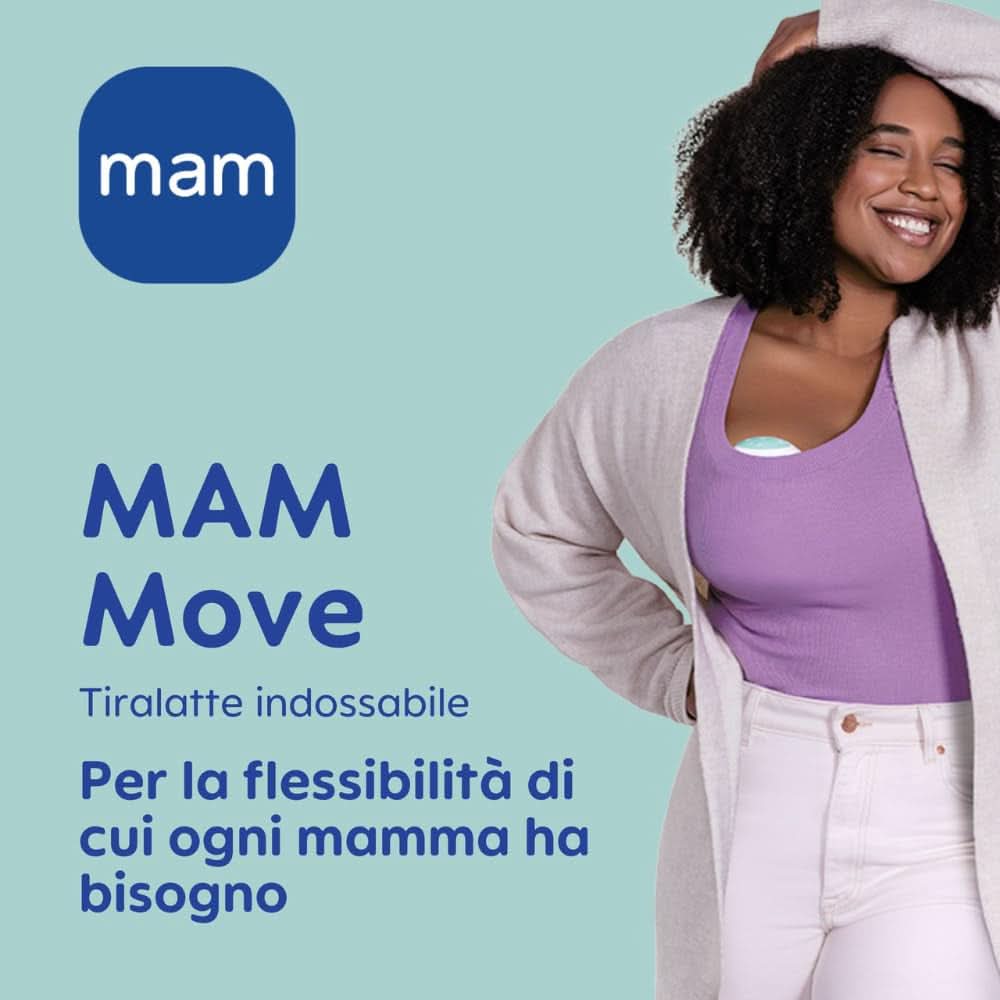 MAM Move Draagbare borstkolf met 3 gebruiksmodi en 5 intensiteitsniveaus, huidzachte siliconen behuizing, verstelbaar in 4 maten Accessoires Voeding en borstvoeding Bebe Naty Shop