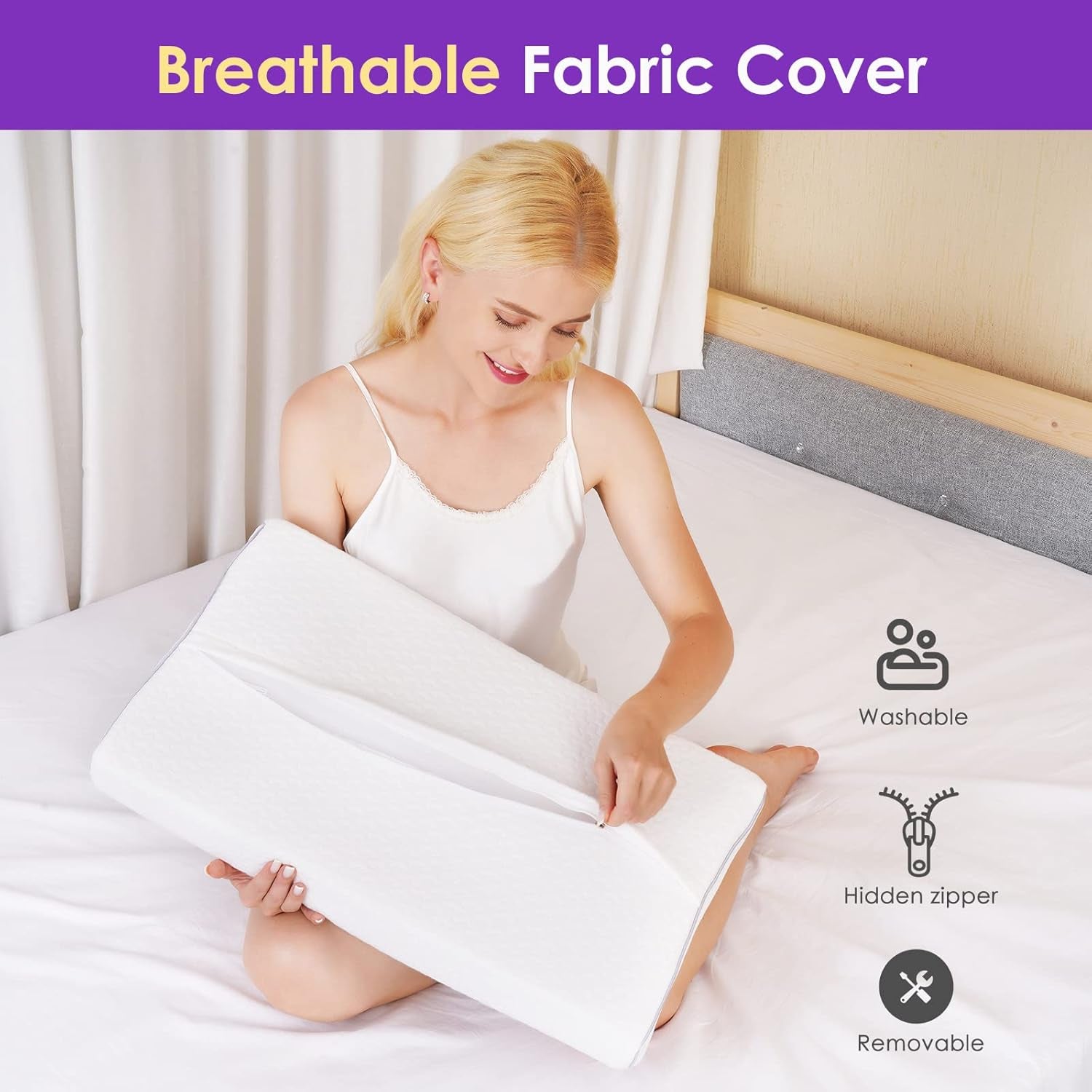 BDTFO Nekpijn Memory Foam Kussen Orthopedisch Cervicaal Contourkussen Neksteun voor de buikzijslaper met wasbare ademende ritssluiting Cervicale orthopedische kussens Naty Shop