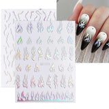 JMEOWIO Nagelsticker Aurora Holografisch 9 Blatt Nagelaufkleber Selbstklebend Herz-Flamme Spielt Schmetterlings-Mond Die Hauptrolle Nail Art Sticker Decoratie Nageldesign Zubehör