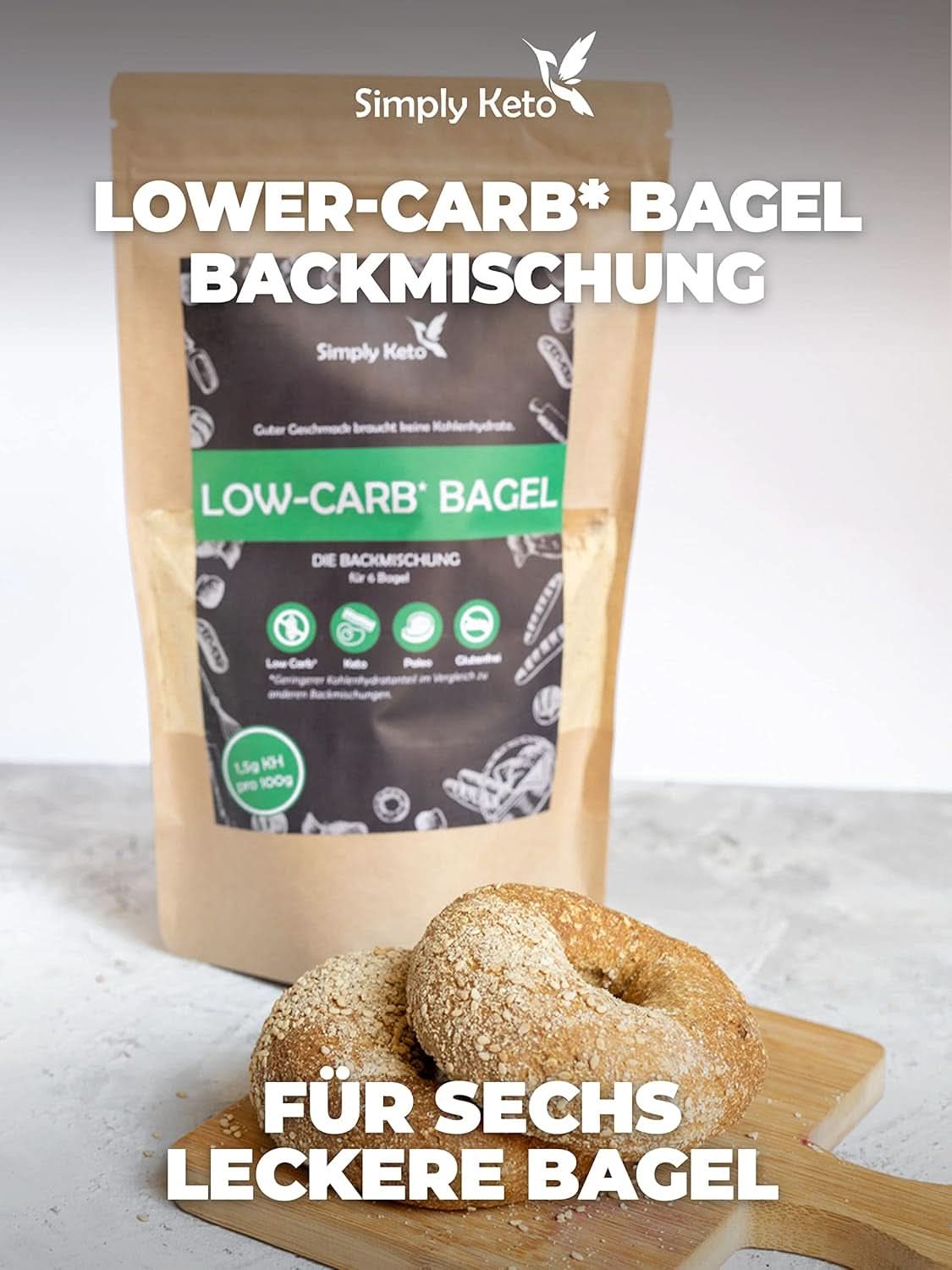 Simply Keto Lower Carb* Bagel Bakmix voor Koolhydraatarm* en ketogeen dieet - lactose- en glutenvrij - 335 gram Naty Shop Kitchen
