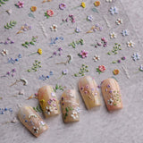 JMEOWIO 3D Nagelsticker Blume Frühling Sommer Floral Nail Art Sticker Selbstklebend Nagelaufkleber 5D Stereoskopische Decoratie Nageldesign Zubehör 1 Blatt