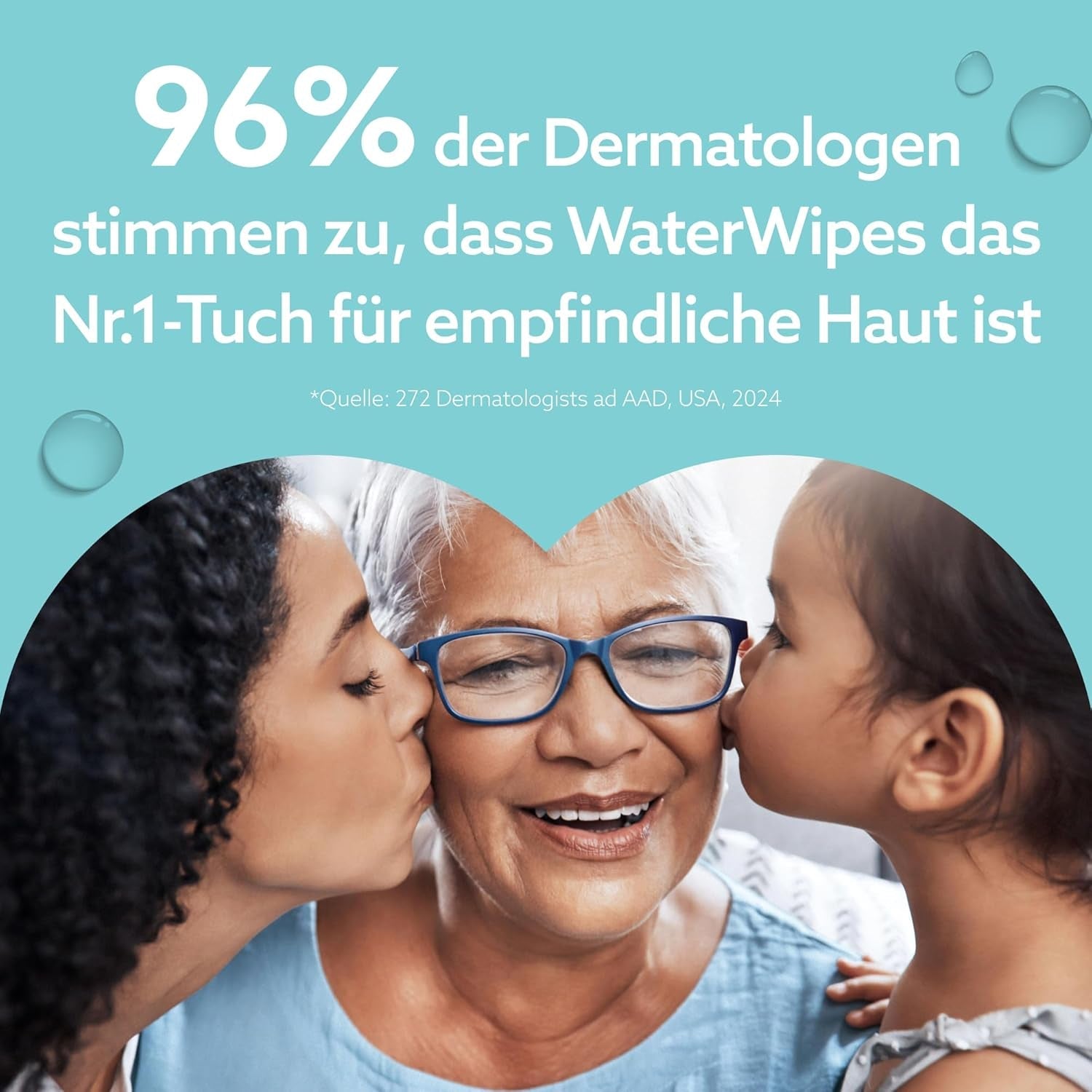 WaterWipes Sensitive+ Vochtige doekjes voor onderweg, 100 doekjes (10 stuks), 3 in 1 Reinigt, verzorgt, beschermt, 99,9% water, geurvrije doekjes