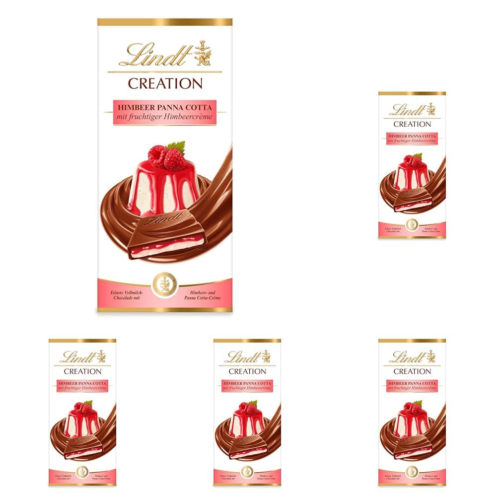 Lindt Chocolate Creation Frambozenpanna cotta, chocoladecadeau, chocoladereep, 150 g (pak van 5)