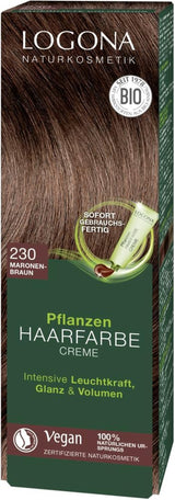 LOGONA Natural Cosmetics Plantaardige Haarkleurcrème 240 Nougat Bruin, Natuurlijke kleurstof voor bruin haar met henna, kleurcrème voor bruintinten, kleuring voor donker haar, 150ml Haarverf Naty Shop Bruin