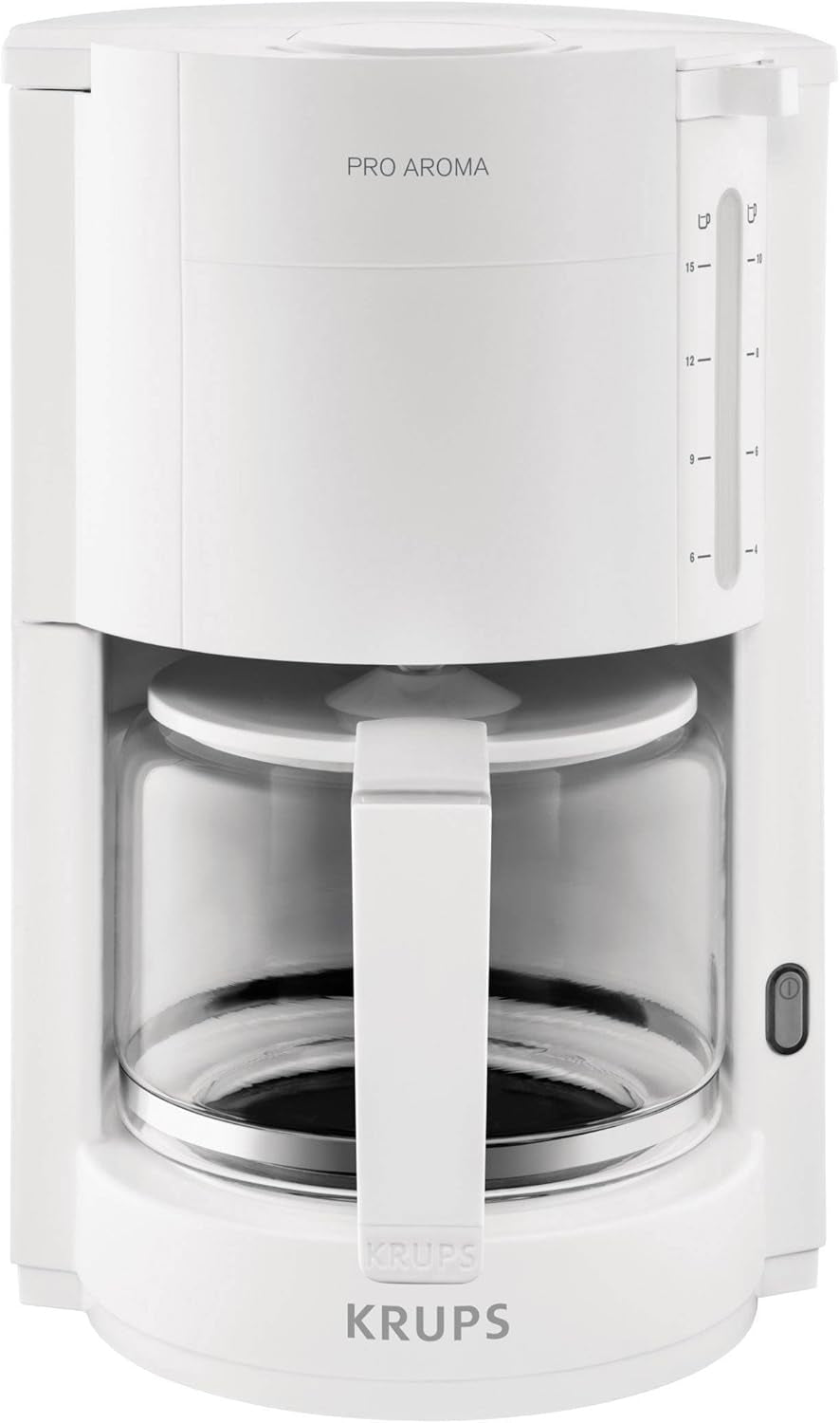 Krups F30908 ProAroma Espressomachine met filter en glazen karaf, inhoud 1,25 l, 10-15 kopjes, 1050 W, zwart