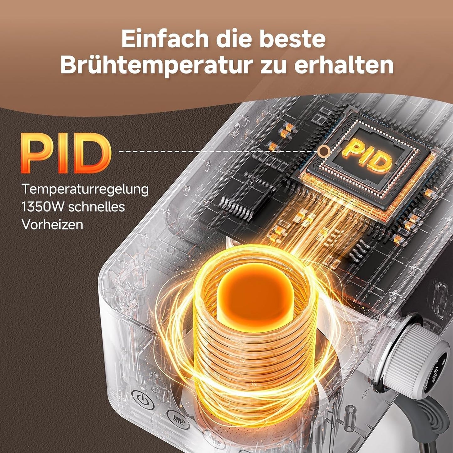AMZCHEF 20 bar espressomachine, LED-display, professionele melkopschuimer en roestvrijstalen stoomlans, 1,5 liter verwijderbare tank, 1350 W snelle verwarming, wit
