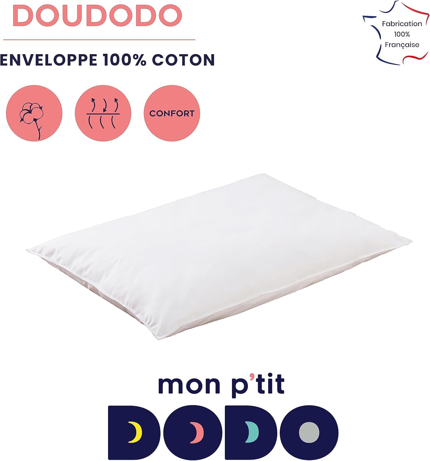 MON P'TIT DODO - Comfortabel kussen, 40 X 60 cm, wit Naty Shop standaardkussens