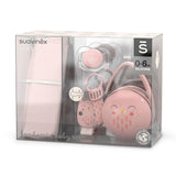 Suavinex cadeauset voor pasgeborenen. 4-delige set bestaande uit: Fysiologische SX Pro fopspeen voor baby's 0-6 maanden + speenhouder + Duo speenhoesje + siliconen bijtring. Wonderland, beige