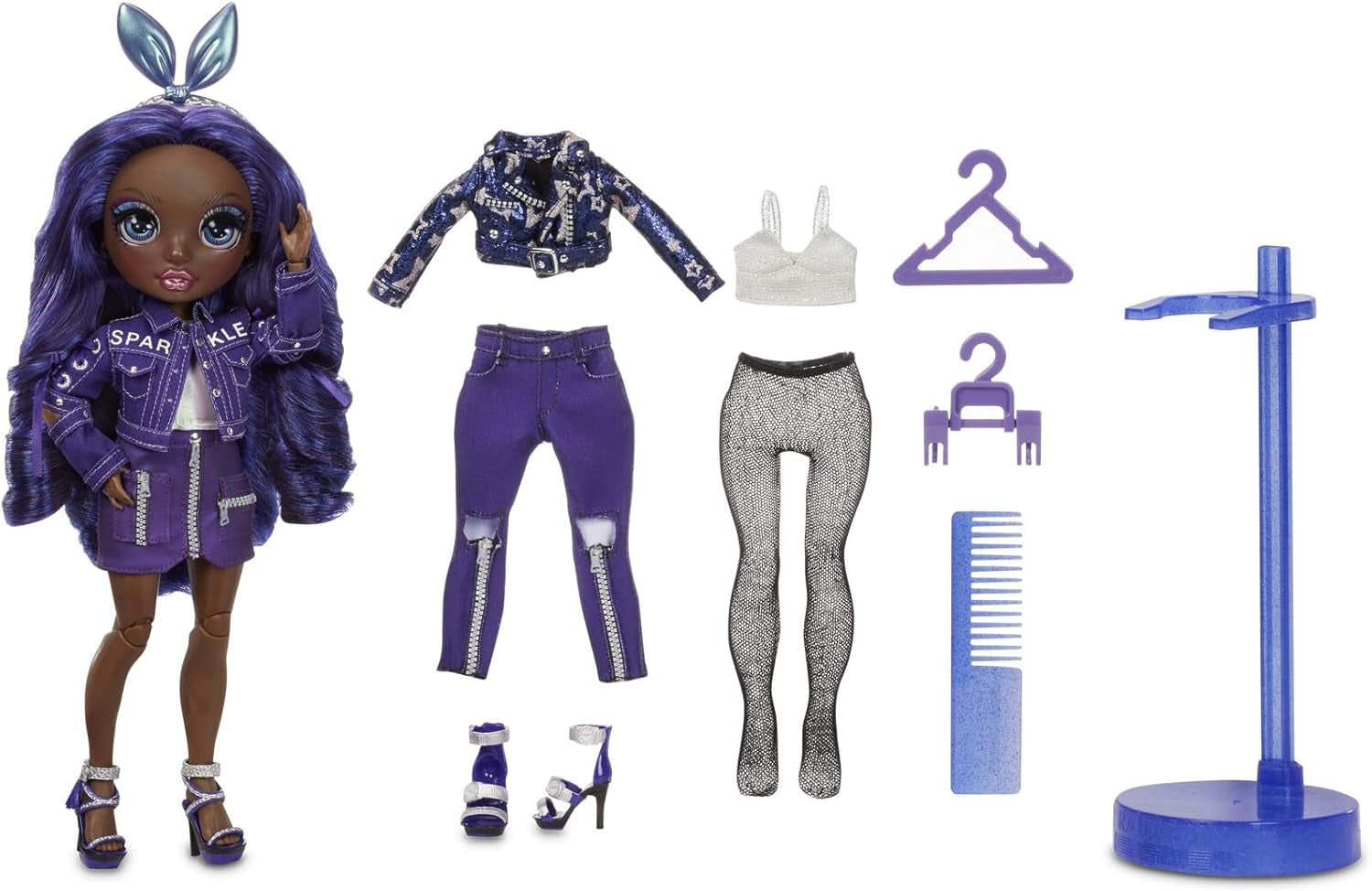 Rainbow High Fashion Doll - Kristal Bailey - Indigo pop met 2 luxe outfits - Inclusief poppenaccessoires en standaard uit serie 2 - Geweldig cadeau voor kinderen en verzamelaars vanaf 6 jaar