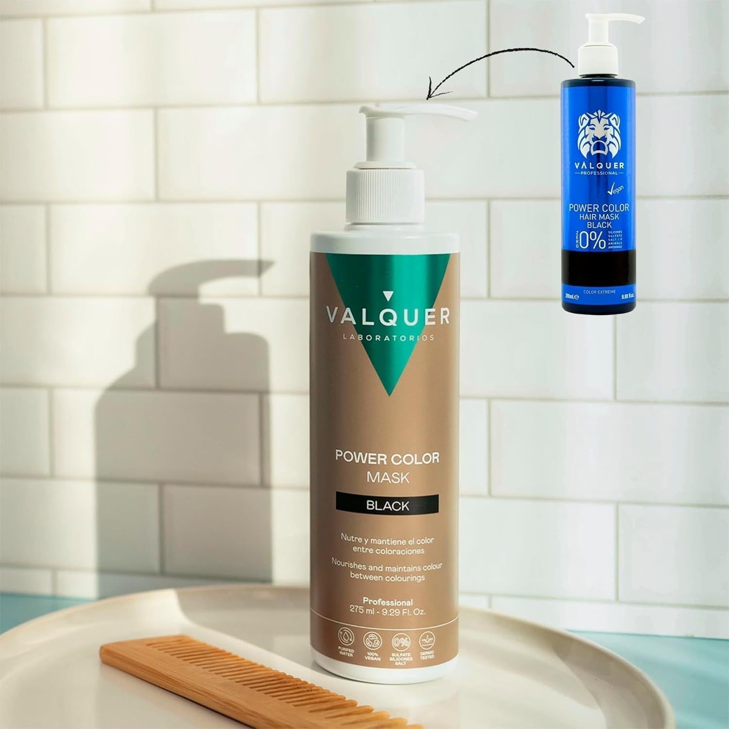 Valquer Power Color Mask veganistische en siliconenvrije formule Geeft haarkleuring 290 ml zwart Haarmasker Naty Shop