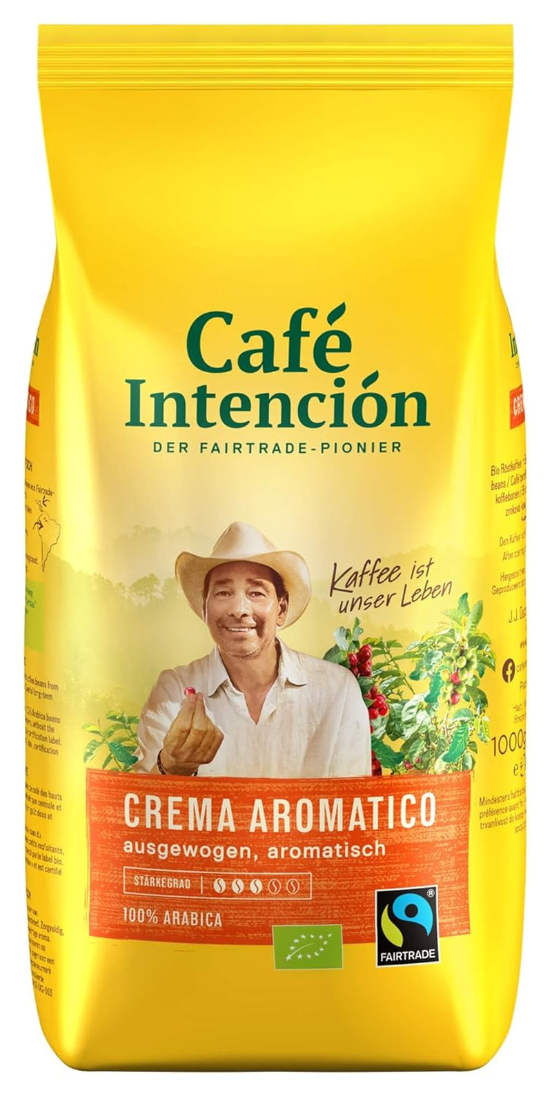 2x Fairtrade JJDarboven - Café Intención Aromatico Café Crema, biologische koffie, hele bonen - 1000g