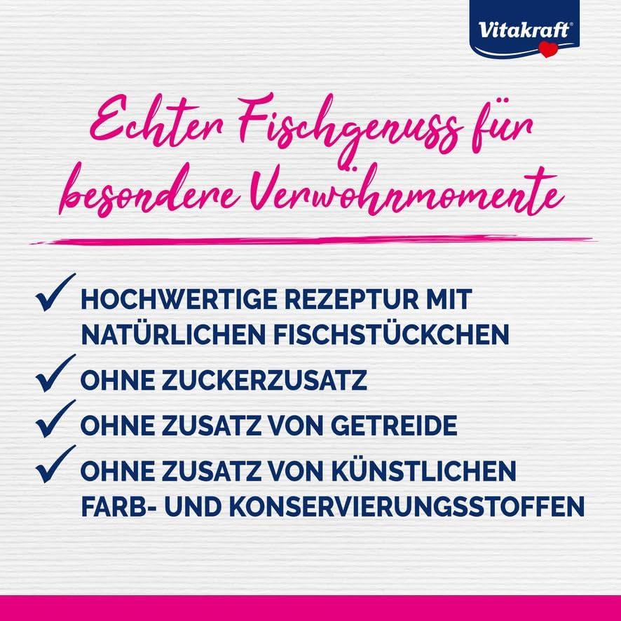 Vitakraft Poésie Délice, Fish Selection, Nassfutter Katze, Katzennassfutter in Sauce, met Seelachs, met Kabeljau, ohne Zusatz von Zucker en Getreide (1 Paket met 6x 85g)