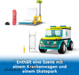 LEGO City Ambulance en Snowboarder, Ambulance Speelset met speelgoedauto en 2 minifiguren, Snowboarder en Paramedicus figuur, fantasierijk cadeau voor jongens en meisjes vanaf 4 jaar 60403 Bouwsets Besuche den LEGO-Store