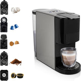 Princess 5-in-1 espressomachine met meerdere capsules - Compatibel met Nespresso, Dolce Gusto, Lavazza a Modo Mio en ESE Pads, 0,8 l capaciteit, 1450 W, zilver, zwart