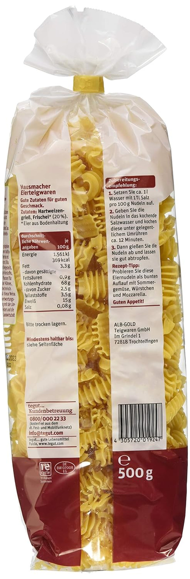 tegut... Noedels met Rilli-ei, 1 x 500 g
