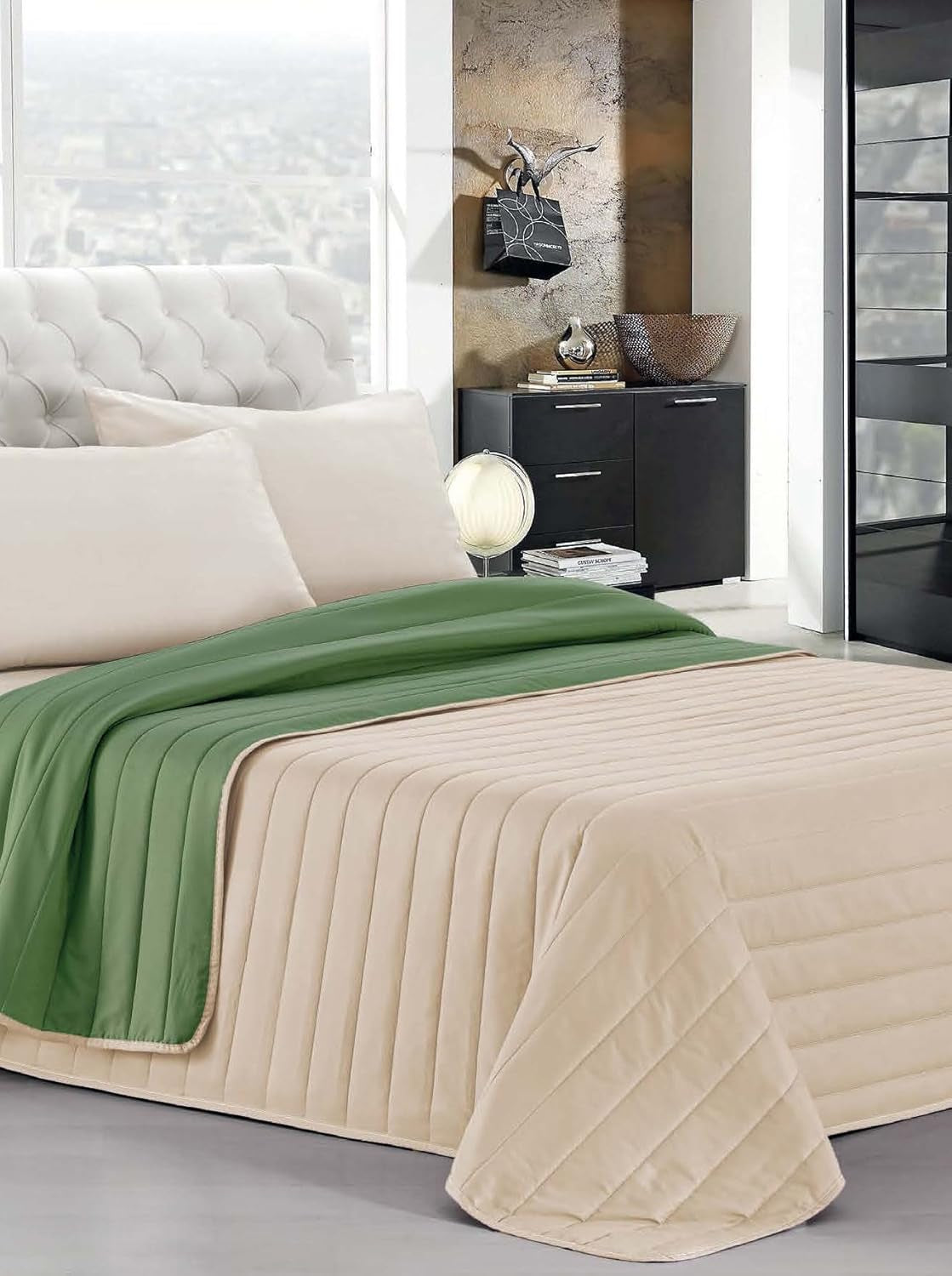 Italiaans beddengoed Estivo eenpersoonsbed, linnen, Aqua, 170 X 270 Cm Dekbedden en dekbedden Naty Shop Groen/Nocciola 170 X 270 Cm