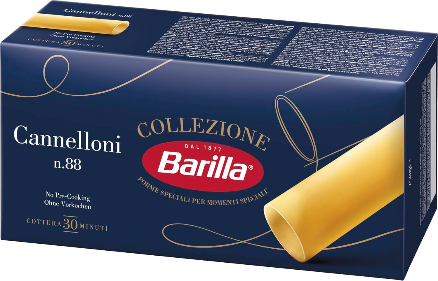 Barilla Collezione Cannelloni Durumtarwe Pasta van hoge kwaliteit, altijd Al Dente, verpakking van 12 (12 x 250 g)