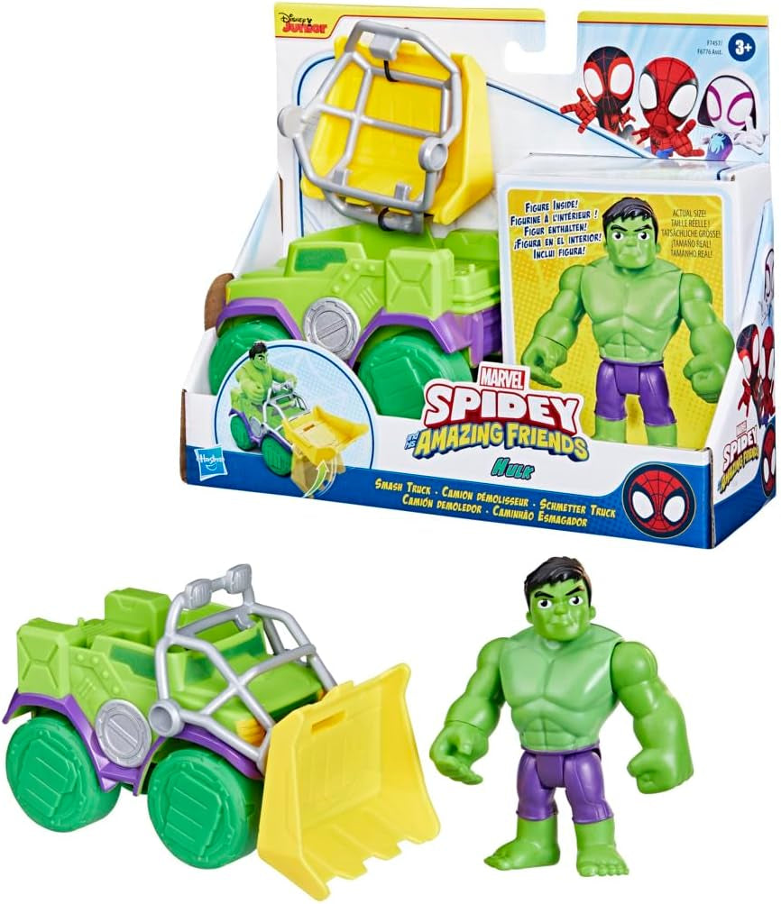 SPIDEY en ZIJN GEWELDIGE VRIENDEN Marvel Spidey motorfietsfiguur voor jongens en meisjes vanaf 3 jaar Actiefiguren Naty Shop Hulk Truck