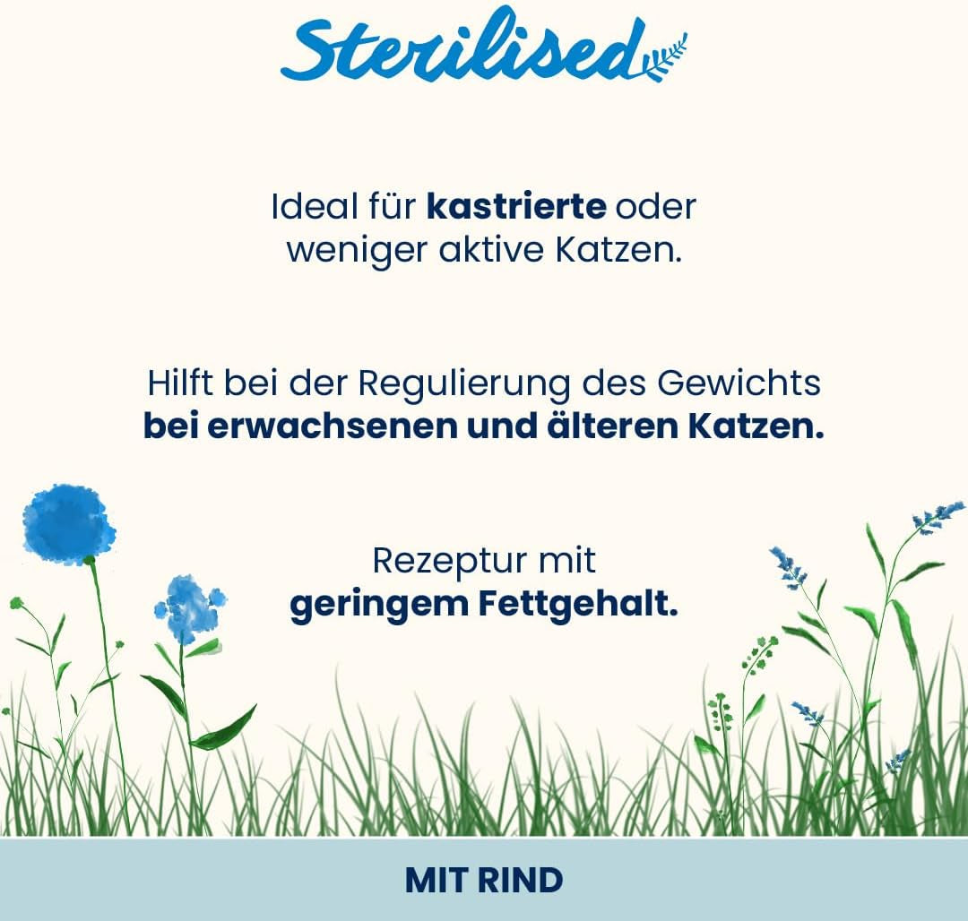 Almo Nature Functional - Sterilized - Natvoer voor volwassen en volwassen katten, gesteriliseerd of minder actief - met rundvlees - vetarm, hydraterend - 70 g (pak van 30)