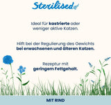 Almo Nature Functional - Sterilized - Natvoer voor volwassen en volwassen katten, gesteriliseerd of minder actief - met rundvlees - vetarm, hydraterend - 70 g (pak van 30)