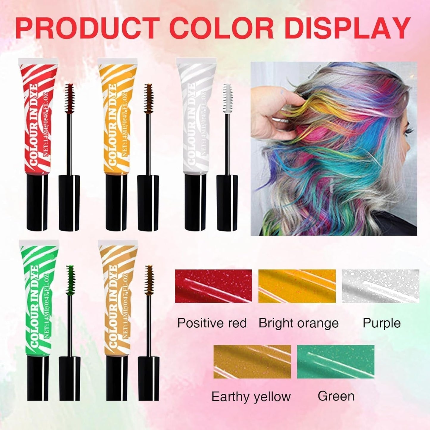 5 kleuren Tijdelijke haarverf voor kinderen Wasbare kleur Mascara Haarkrijt Salon Haarverf Naty Shop