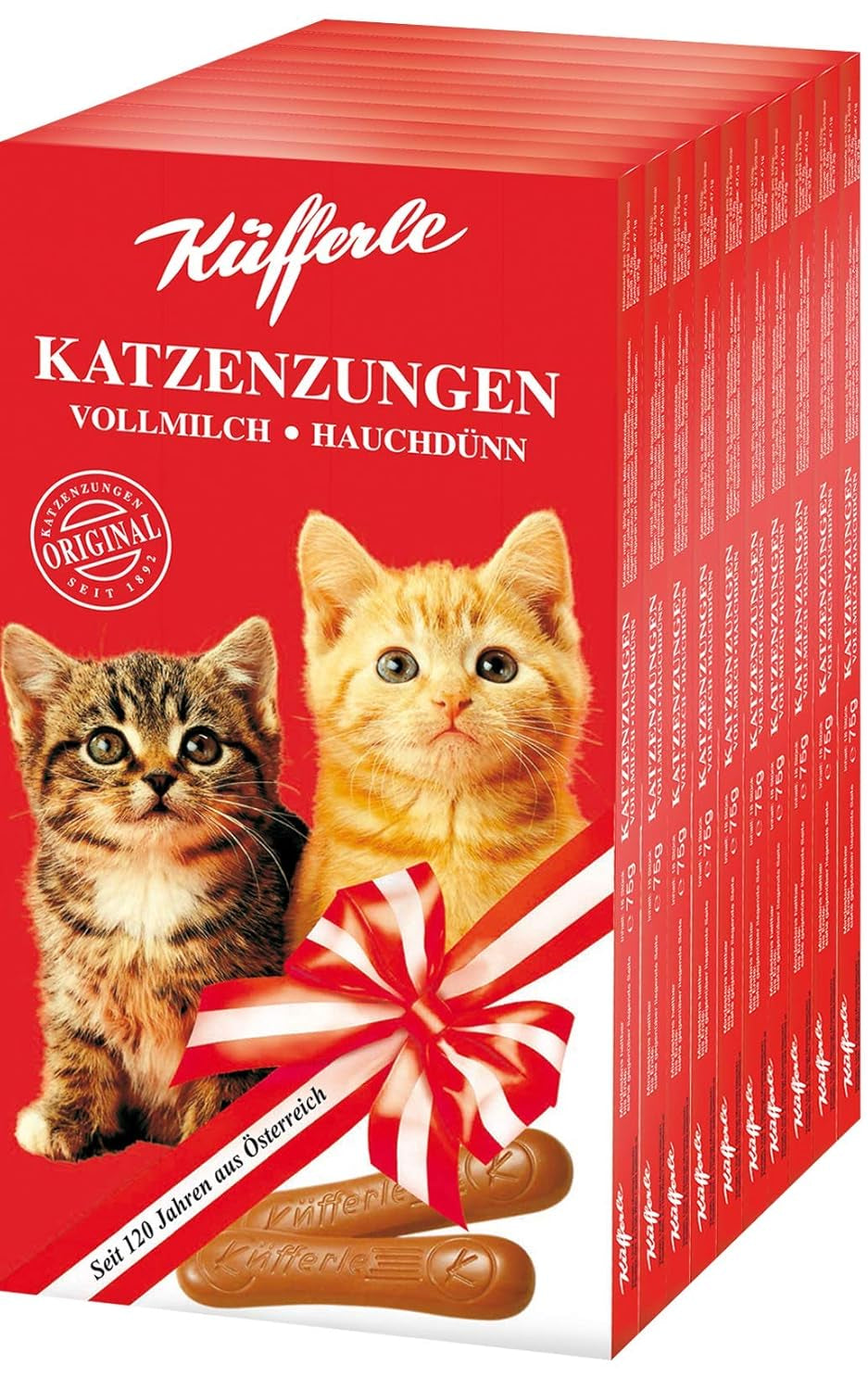 Küfferle kattentongen 10x75g multipack, melkchocolade, 10 stuks