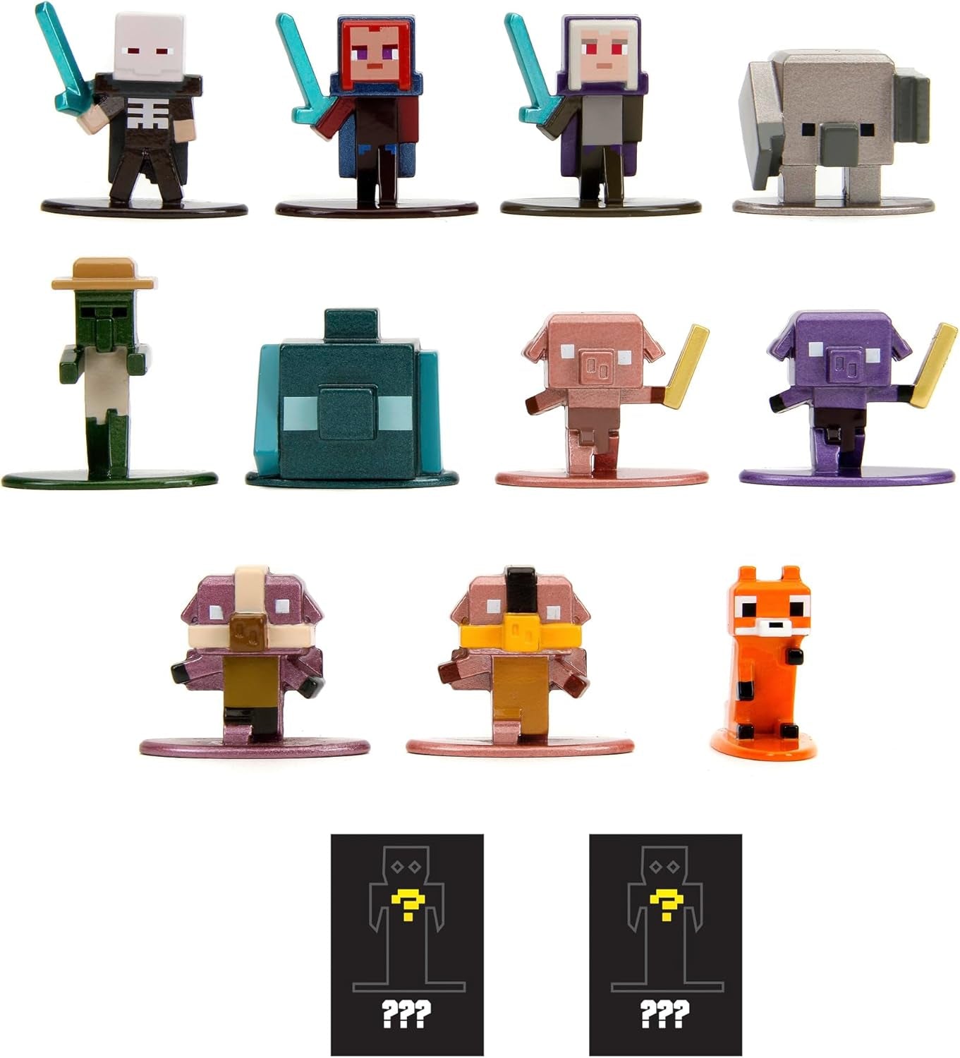 Jada Toys - Minecraft Blind Pack Nanofigs, Wave 2, Minecraft Legends Nano Metal verzamelfiguur, verschillende modellen, 4 cm, leeftijd 3+, zwarte actiefiguren Naty Shop