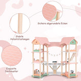 FANTASK houten poppenhuis, 85 cm hoog poppenhuis met 7 kamers en 32 meubels en accessoires, poppenhuis met touwladder, poppenhuiscadeau voor meisjes van 3 jaar oud (model 3) Naty Shop Dollhouses