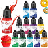 Vetoplosbare chocoladekleurstof - 12 kleuren op olie gebaseerde kleurstof voor fondant, taartdecoratie, bakken - vloeibare kleurstof voor cacaoboter, botercrème, cakes - elk 10 ml