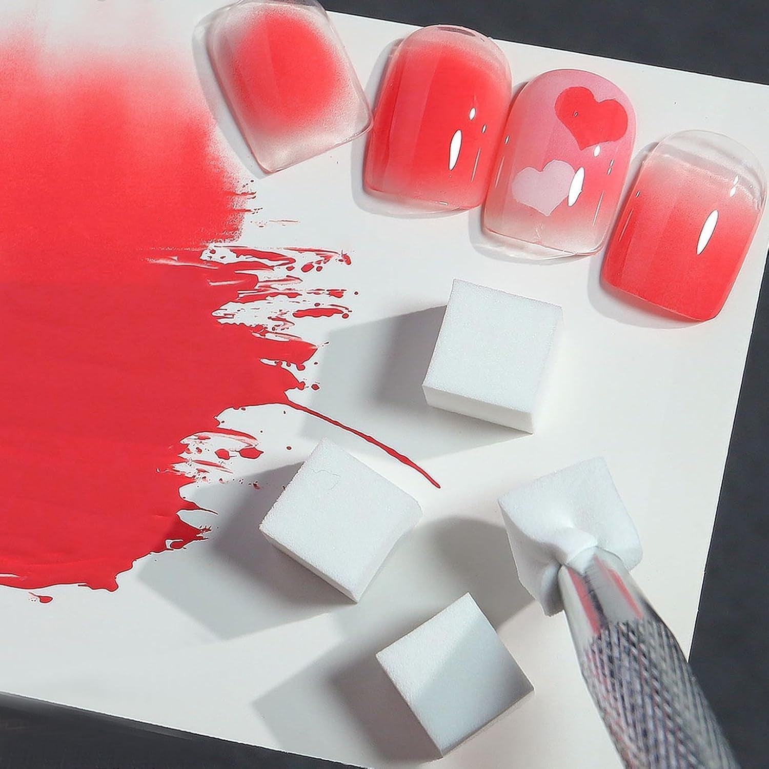 100 Stück Nail Art Schwamm Mit Piercing Zange,Nail Art Zubehör Schwamm Mit Piercing Kugel Aufdreher,Spons Brush Applikator,Nagelkunst-Rendering-Werkzeuge,Für Gradient Nail Art Patterns Erstellen.