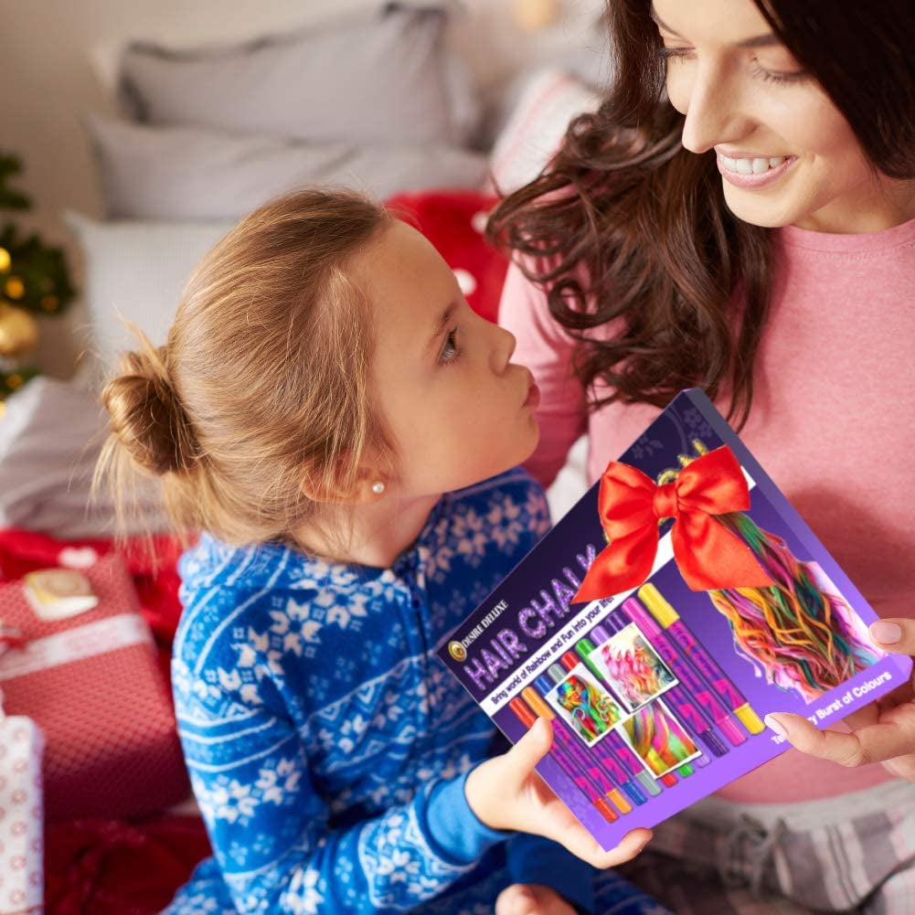 Desire Deluxe haarkrijtcadeaus voor meisjes, haarkrijt voor haarkleurspeelgoed voor Kerstmis, 10 wasbare haarverfpennen voor carnaval, 3 4 5 6 7 8 9 11 jaar oude haarverf Naty Shop