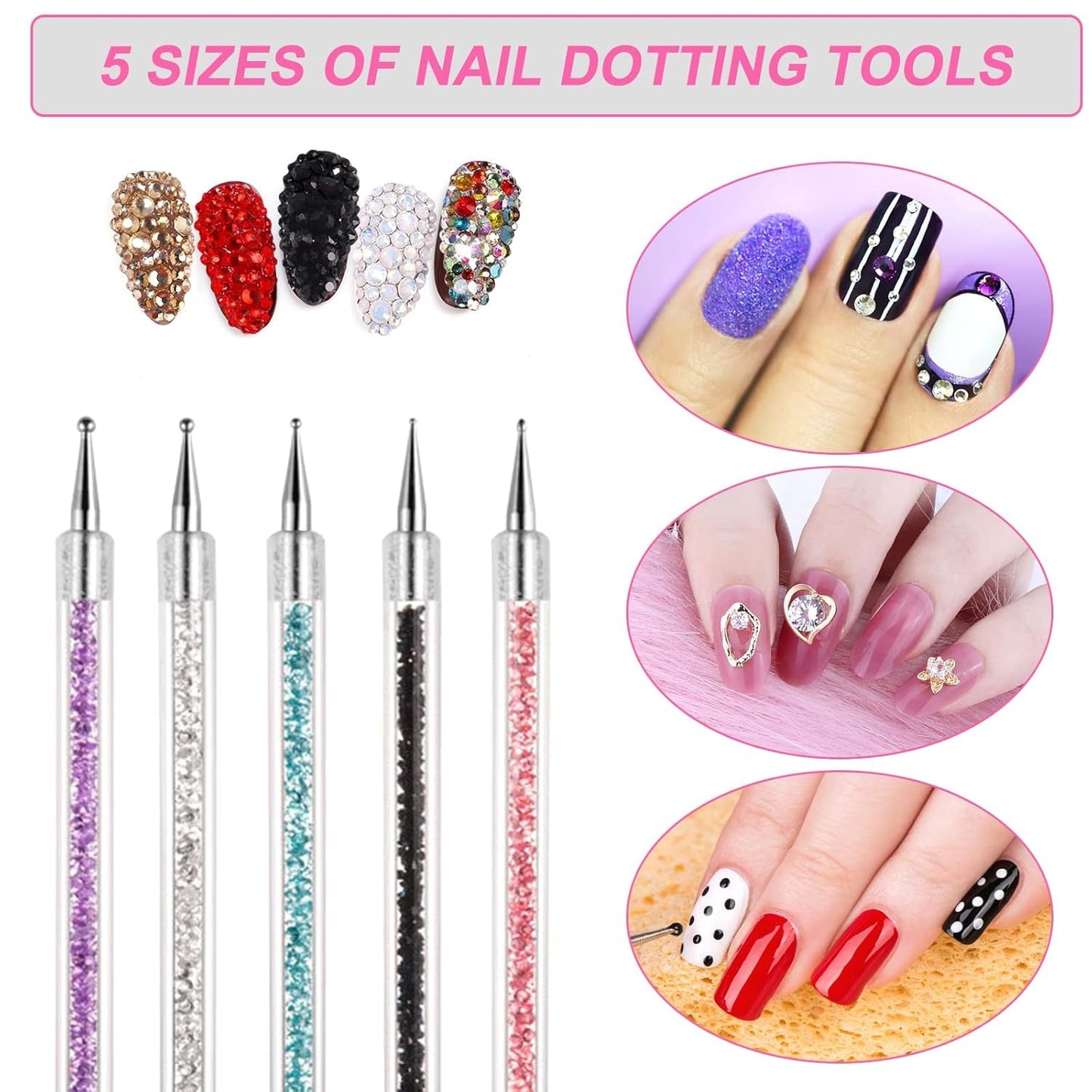 Sullarpek Nail Art Pinsel, 5 Stück Nageldesign Pinsel, Nail Art Dotting Tools, Nail Art Liner-Pinsel, Zum Herstellen Von Nagellack, Punktieren, Feinmalerei, DIY