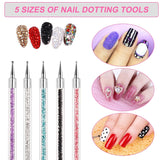 Sullarpek Nail Art Pinsel, 5 Stück Nageldesign Pinsel, Nail Art Dotting Tools, Nail Art Liner-Pinsel, Zum Herstellen Von Nagellack, Punktieren, Feinmalerei, DIY