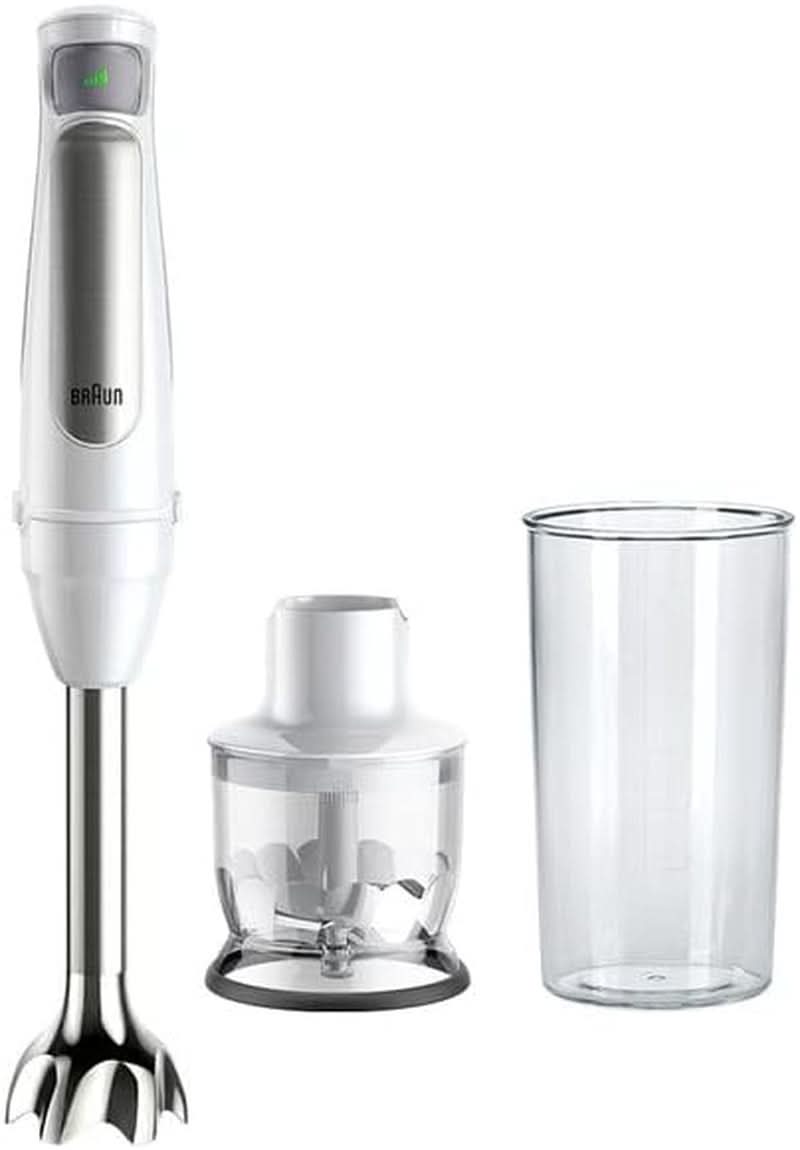 Braun Multiquick 7 MQ 7035X Stabmixer - Pürierstab Mit Abnehmbarem Edelstahl Mixfuß Mit Activeblade Technologie Zum Pürieren Der Härtesten Ingredient, Inkl. 3-delige Zubehör-set, 1000 Watt, Schwarz Kitchen Naty Shop Weiß Zerkleinerer (350G)