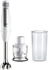 Braun Multiquick 7 MQ 7035X Stabmixer - Pürierstab Mit Abnehmbarem Edelstahl Mixfuß Mit Activeblade Technologie Zum Pürieren Der Härtesten Ingredient, Inkl. 3-delige Zubehör-set, 1000 Watt, Schwarz Kitchen Naty Shop Weiß Zerkleinerer (350G)