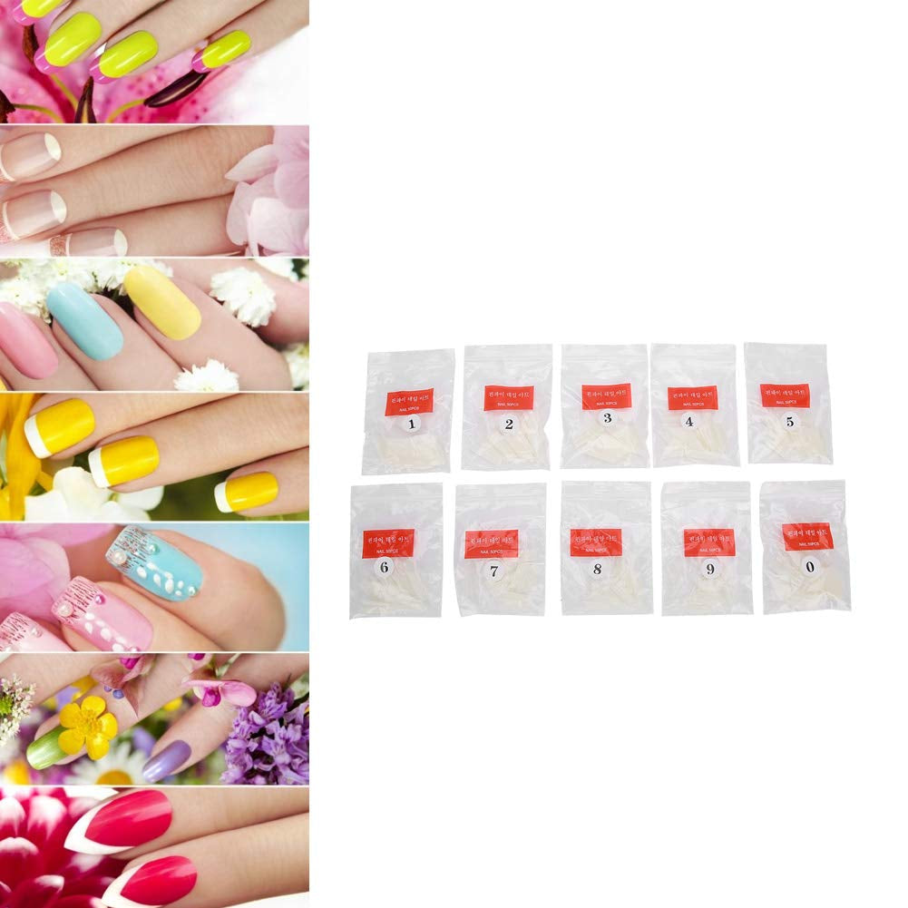 500 stuks valse nageltips, natuurlijke Franse kunstnageltips voor manicure, L, doe-het-zelf nepnagels, ovale UV-gel, nagelaccessoires voor vrouwen en meisjes (natuurlijke kleur)