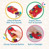 Battat toy key baby speelgoed - Kleurrijke autosleutel sleutelhanger met licht en geluid voor kinderen vanaf 10 maanden Bebe Toys Naty Shop