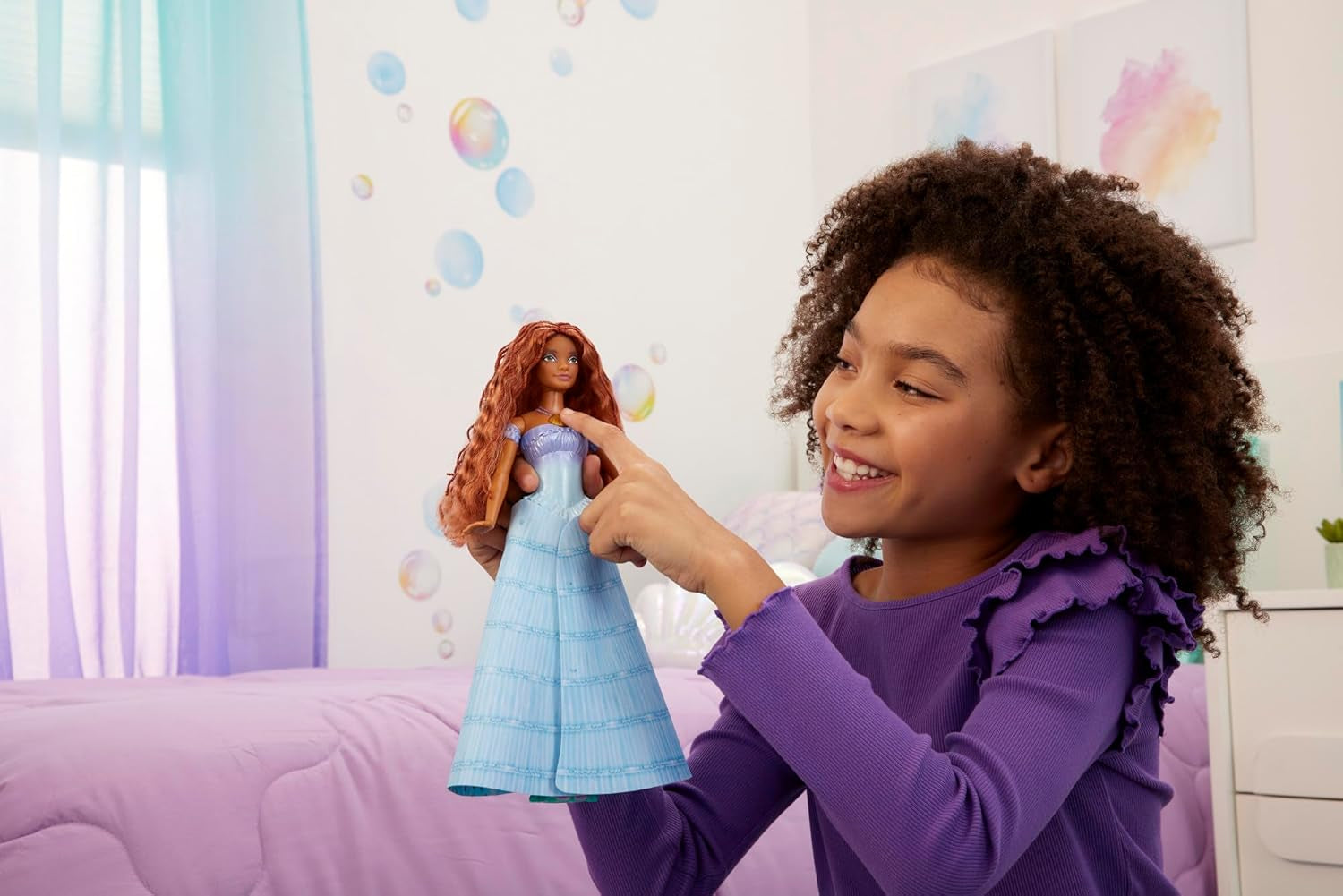 Mattel Disney Princess Ariel-pop, geïnspireerd door de kleine zeemeermin-film, transformatie: zeemeermin-man speelgoed, mobiel, Disney-cadeaus, 3 jaar oud speelgoed, HLX13 Naty Shop-poppen