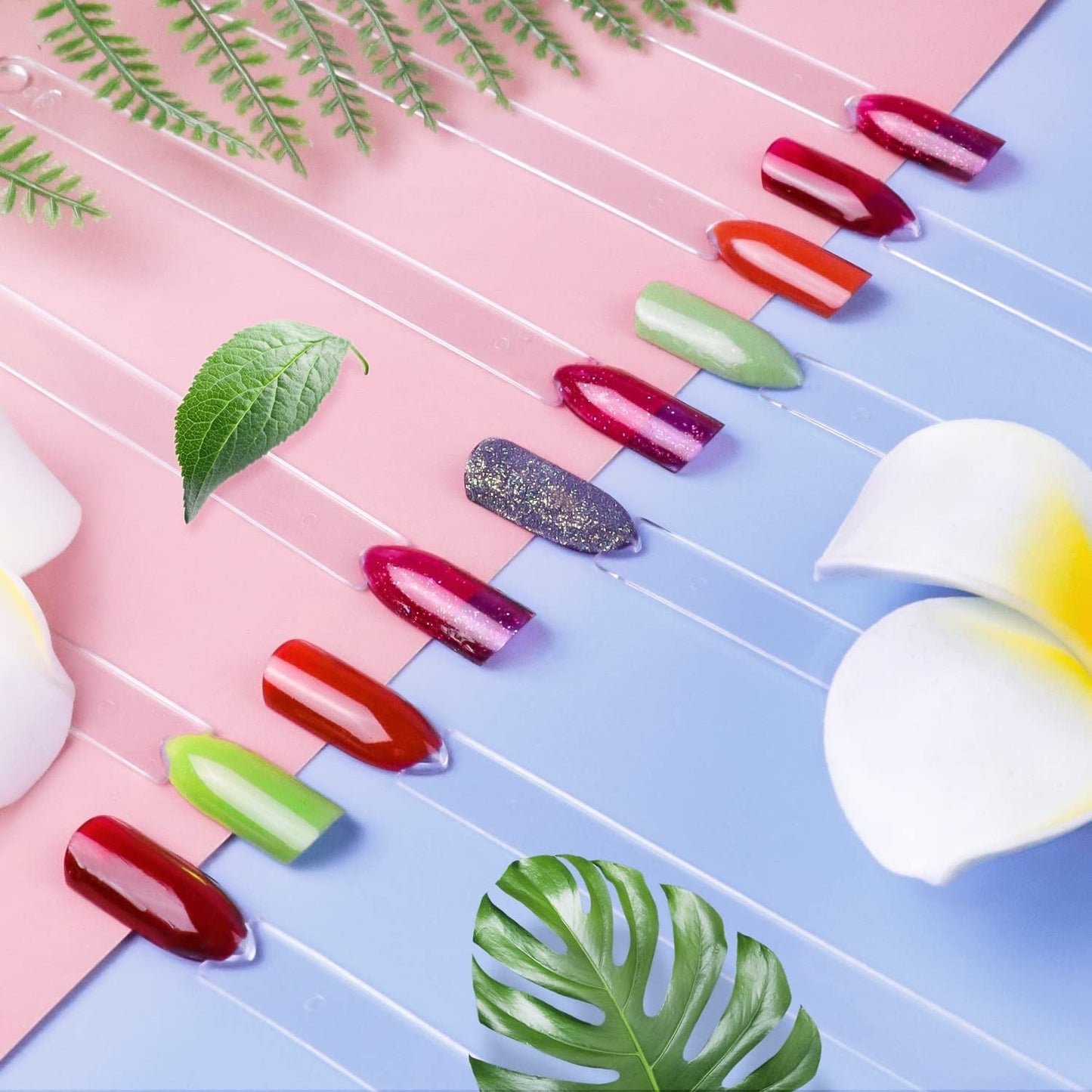 100 stuks Nail Art Tips Ring Stick, Nagelspitzen Nagel Display Transparante Nägel Kunstspitzen Sticks, Nagelkunst Praxis Für Nagelstudio en Anfänger Display DIY Nail Art Tips