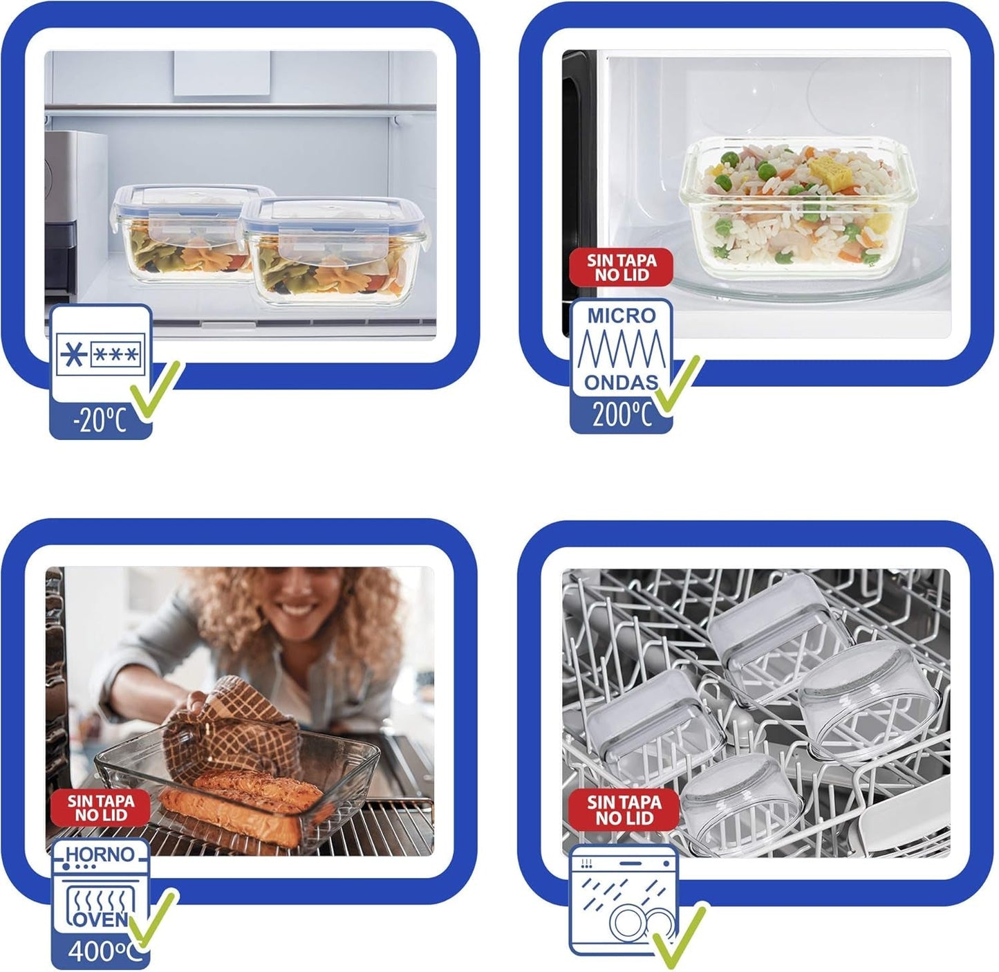Max Home 8-pack glazen luchtdichte containers Magnetron glazen lunchbox Hersluitbare voedselcontainers 550 ml doorzichtige deksels Voedselcontainers (16538) Voedselbewaardozen Naty Shop
