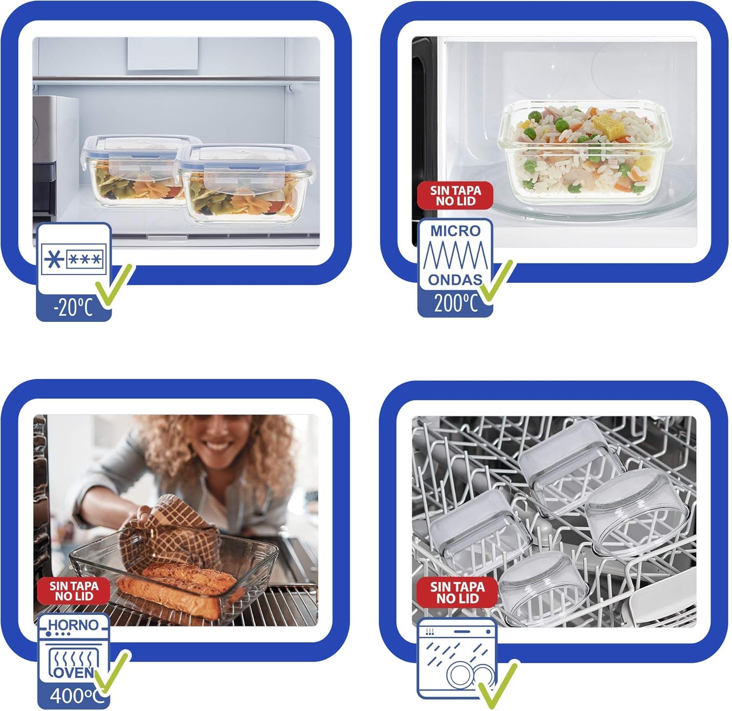Max Home 8-pack glazen luchtdichte containers Magnetron glazen lunchbox Hersluitbare voedselcontainers 550 ml doorzichtige deksels Voedselcontainers (16538) Voedselbewaardozen Naty Shop