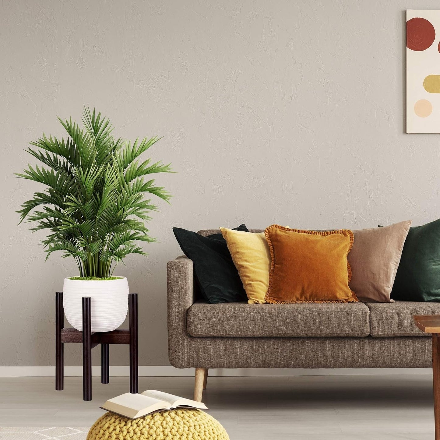 Relaxdays Bamboe bloemenstandaard, individueel verstelbaar, voor bloempotten tot 32 cm, plantenstandaard, H: 35,5 cm, bruin, 1 stuk 10028823