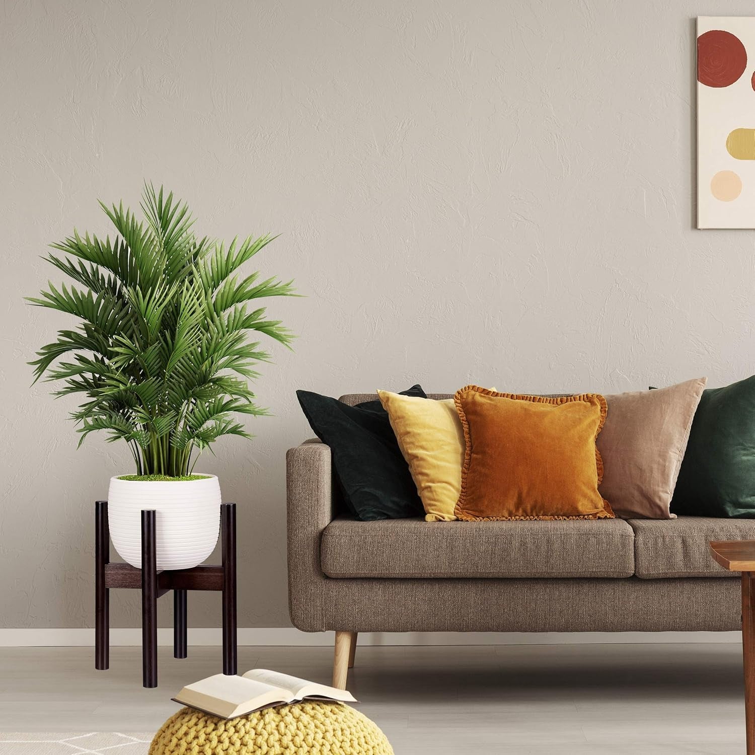 Relaxdays Bamboe bloemenstandaard, individueel verstelbaar, voor bloempotten tot 32 cm, plantenstandaard, H: 35,5 cm, bruin, 1 stuk 10028823