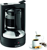 Krups T8 Filter-espressomachine, 850 Watt, automatische uitschakeling, 8-12 kopjes, 1 liter inhoud, permanent filter, verlichte aan/uit-schakelaar, eenvoudig te gebruiken, zwart, KM4689